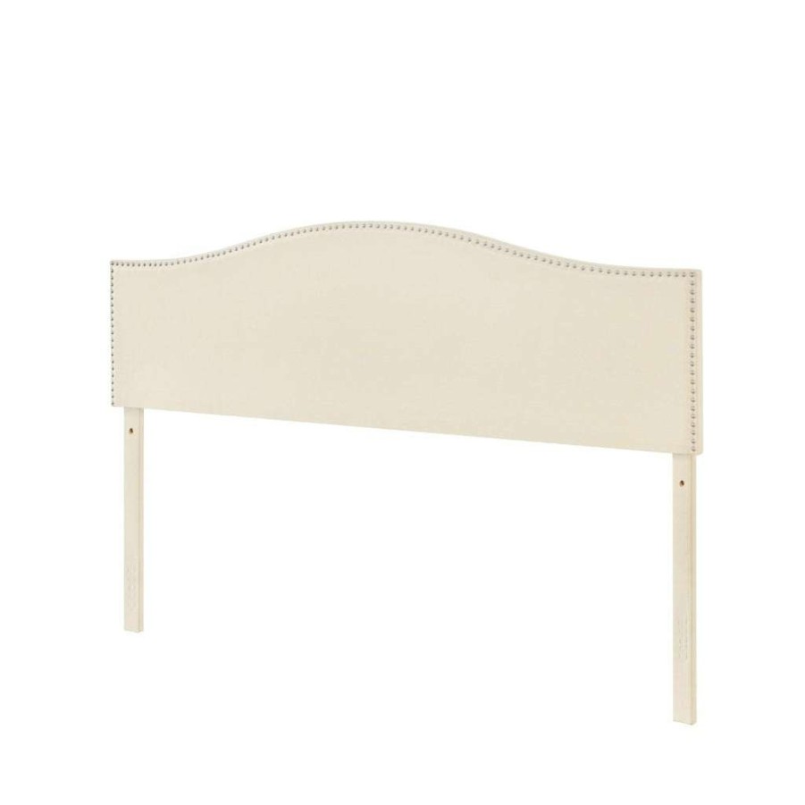 Headboard * | High Quality Accentrics Home Camelback Nail Trimmed Upholstered King & California King Headboard In Beige