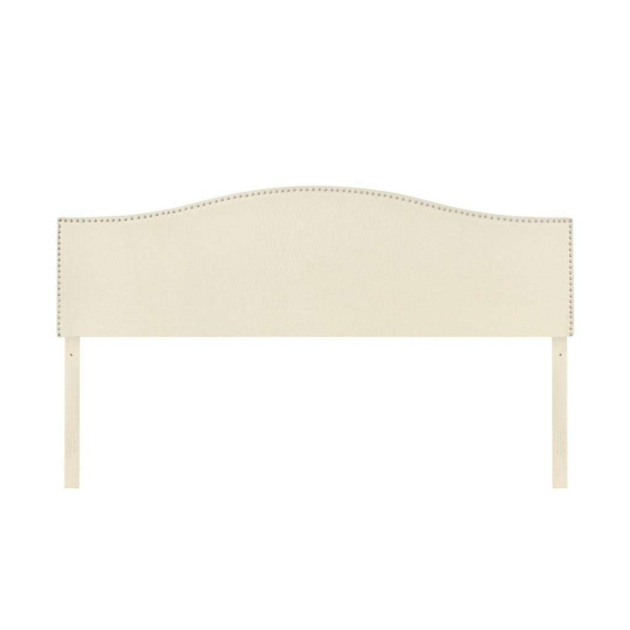 Headboard * | High Quality Accentrics Home Camelback Nail Trimmed Upholstered King & California King Headboard In Beige