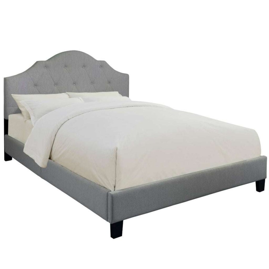 Bed * | High Quality Accentrics Home Scalloped Tufted Full Upholstered Bed In Mist Gray