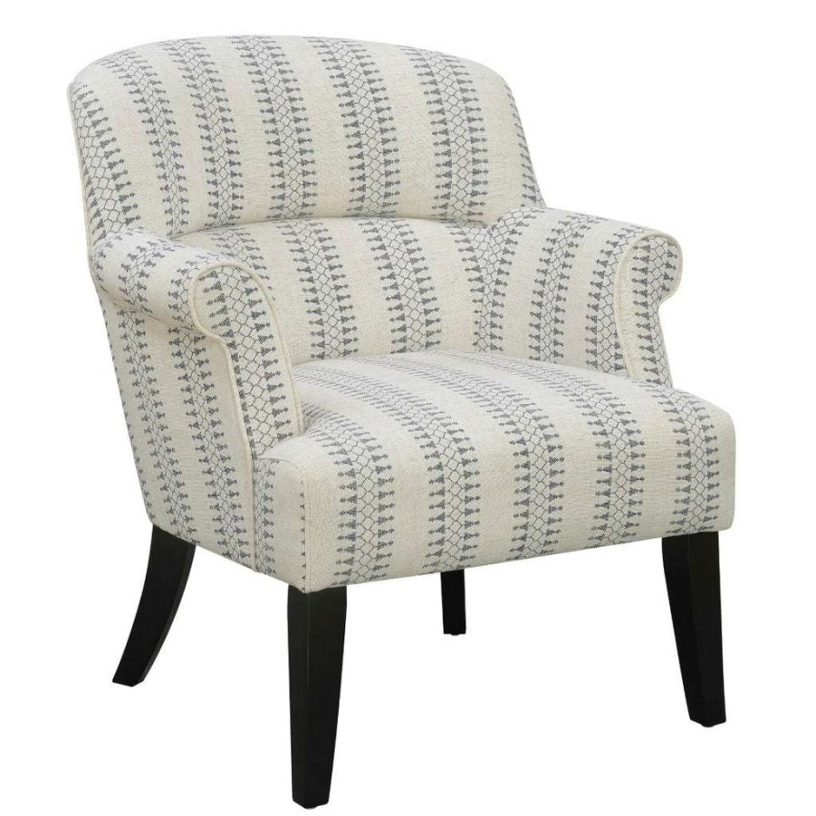 Chair * | Online Accentrics Home Roll Arm Accent Chair Cream/Blue