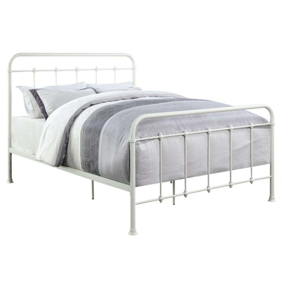 Bed * | Best Guaranteed Accentrics Home All-In-One Curved Queen Metal Bed Cream