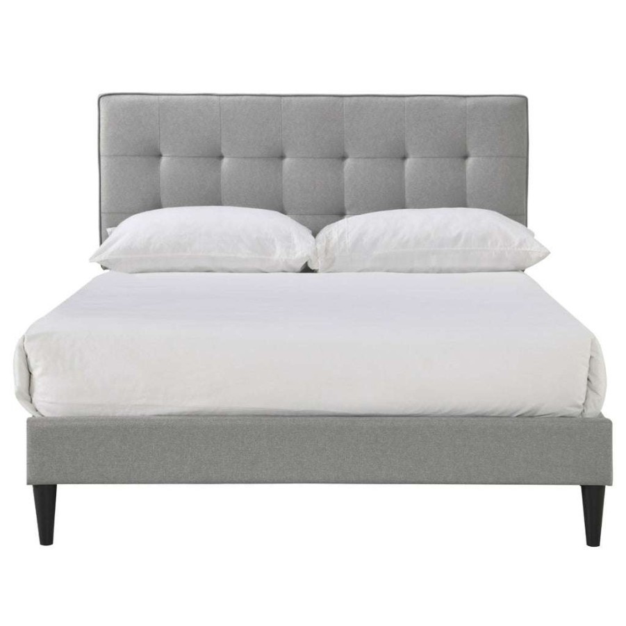 Bed * | High Quality Accentrics Home Grid Tufted Full-Sized Platform Bed In Gray