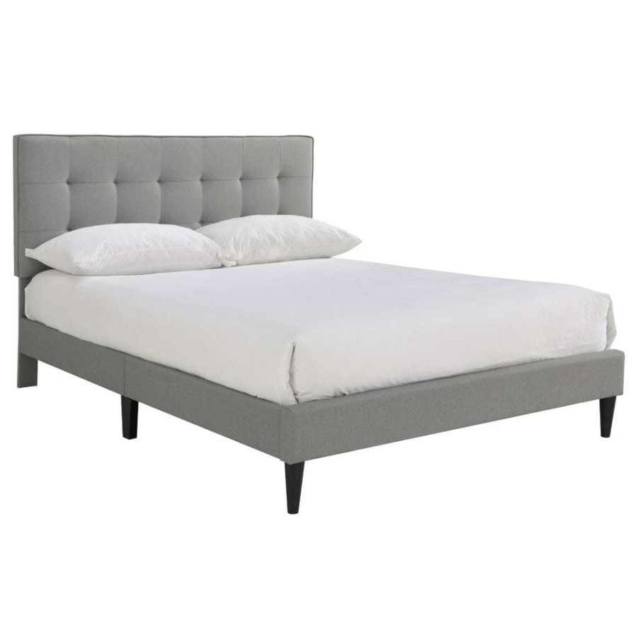 Bed * | High Quality Accentrics Home Grid Tufted Full-Sized Platform Bed In Gray