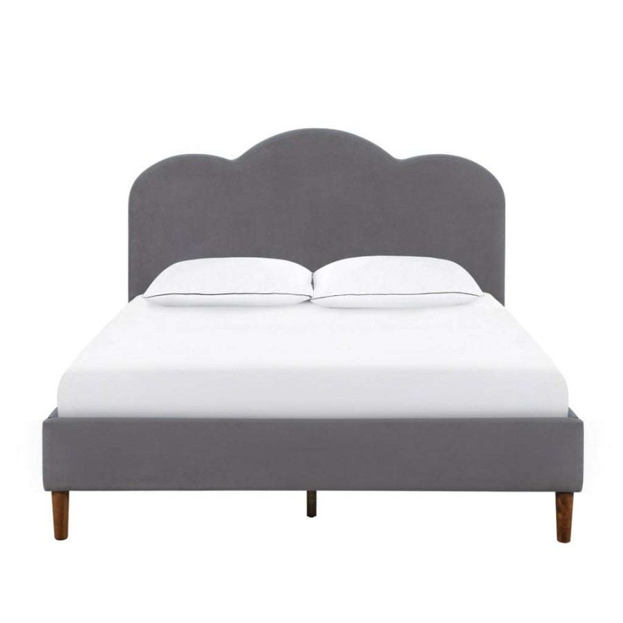 Bed * | High Quality Accentrics Home Arched Upholstered Queen Platform Bed In Gray Velvet