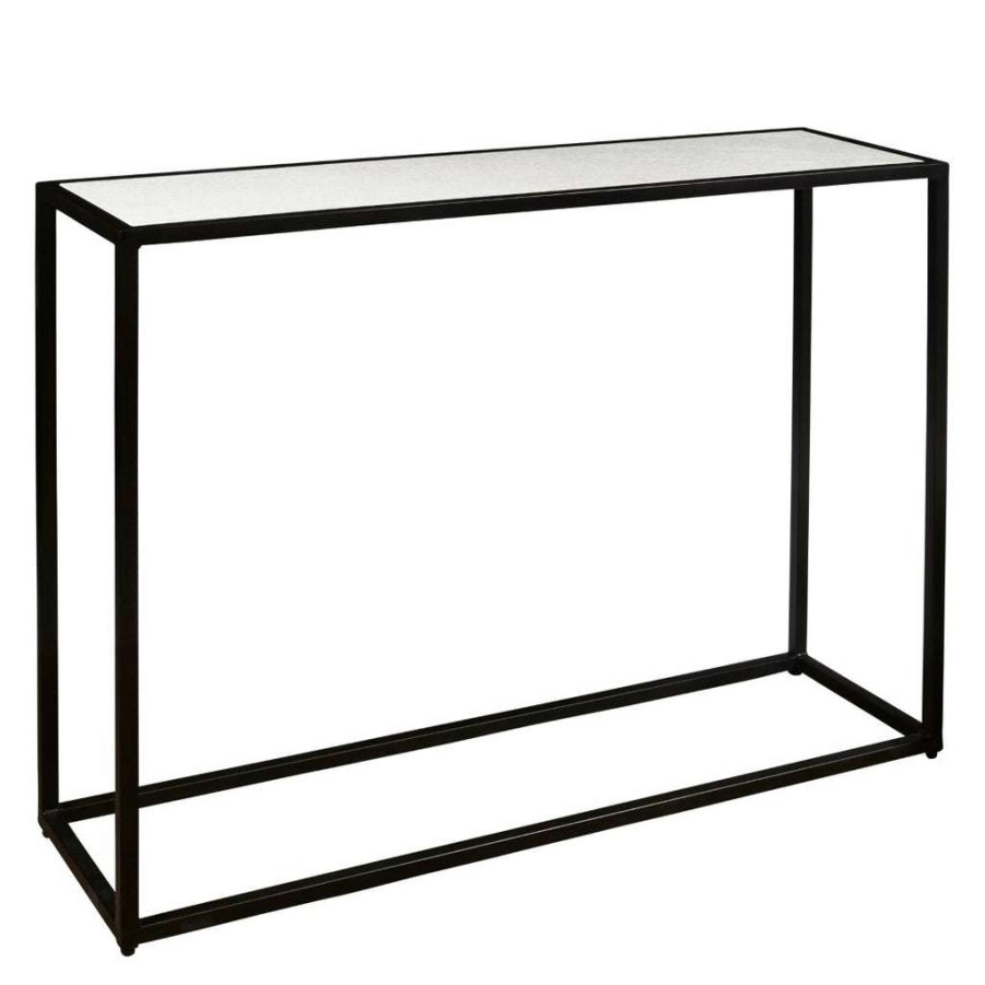 Table * | Best Sale Accentrics Home 46 Rectangular White Marble And Black Iron Sofa Table