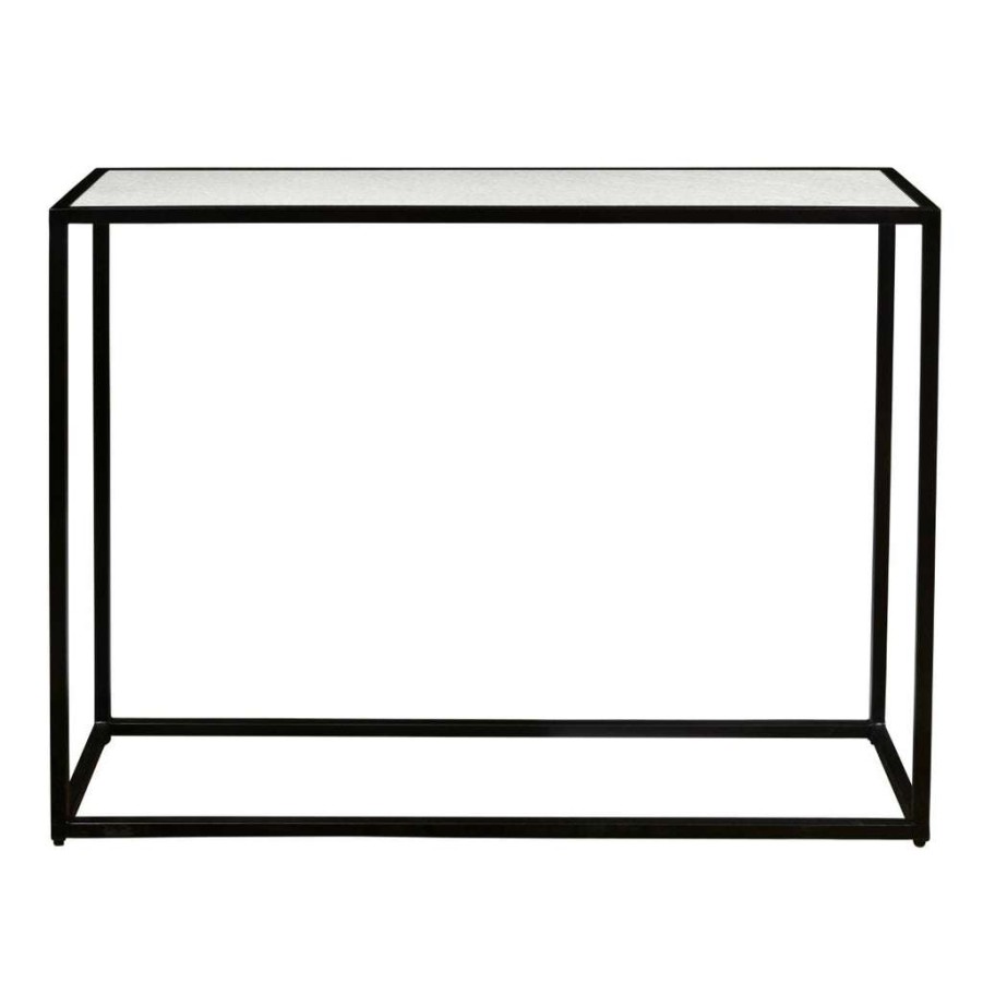 Table * | Best Sale Accentrics Home 46 Rectangular White Marble And Black Iron Sofa Table