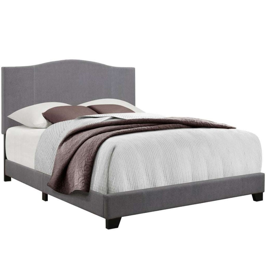 Bed * | Official Accentrics Home Stitched Camel Back Full Upholstered Bed In Cement Gray