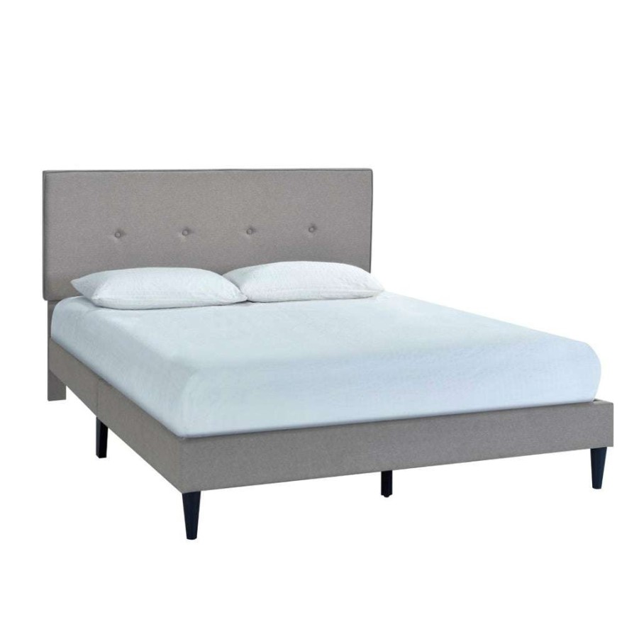 Bed * | Online Discount Accentrics Home Mid-Century Modern Queen Platform Bed In Gray