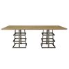 Table * | Best Guaranteed Accentrics Home Rectangular Dual Pedestal Wood And Metal Dining Table