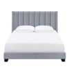 Bed * | Featured Accentrics Home Upholstered Channeled Shelter Queen Bed In Dove Gray