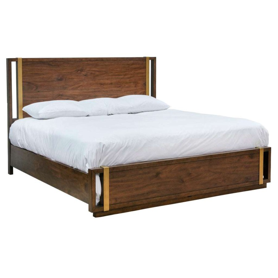 Bed * | Best Guaranteed Accentrics Home Gold Strap Mid-Century Queen Bed