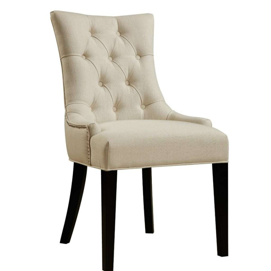 Chair * | Online Discount Accentrics Home Button Tufted Upholstered Dining Chair In Celine Flour