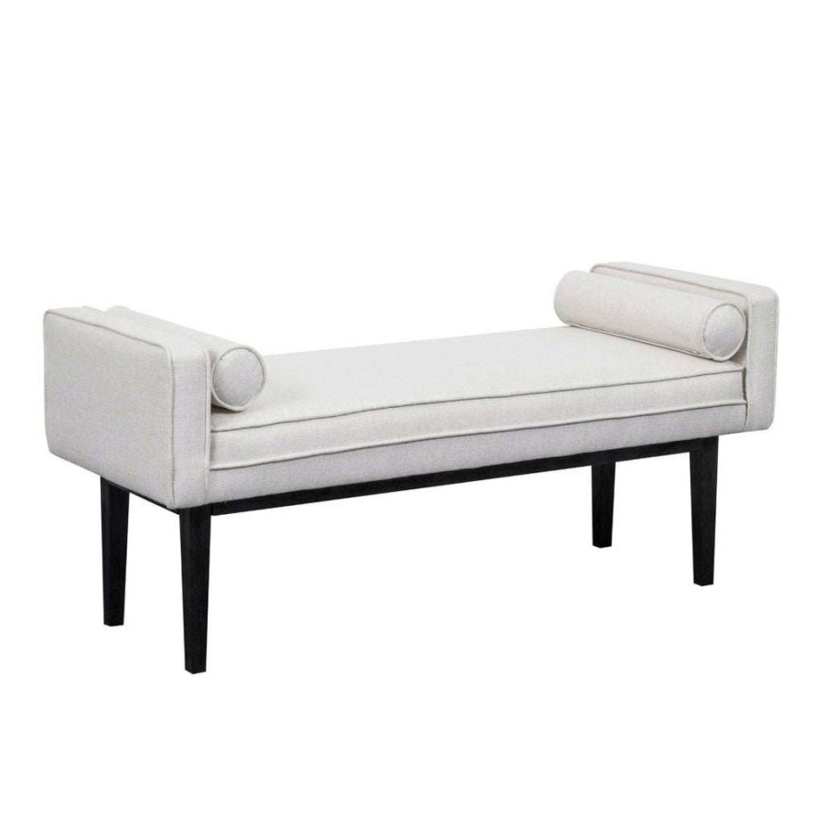 Bed * | Online Discount Accentrics Home Upholstered End Of Bed Bench In Natural White