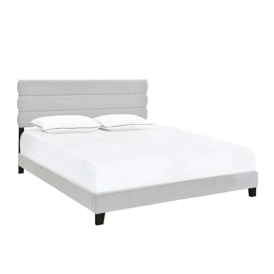 Bed * | Best Guaranteed Accentrics Home King One Box Velvet Slat Bed In Silver