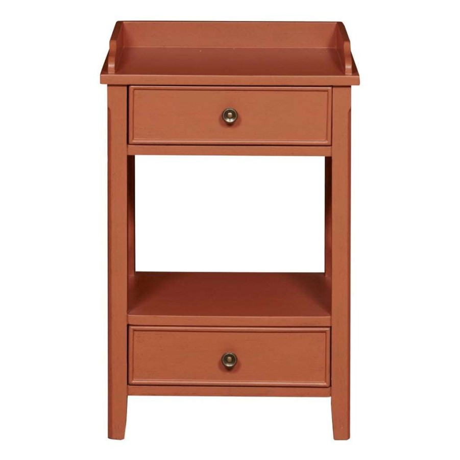 Table * | Featured Accentrics Home Two Drawer X Side End Table In Terracotta Orange