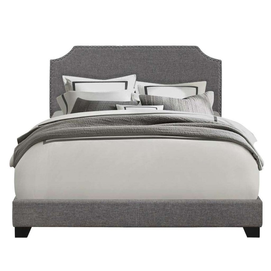 Bed * | High Quality Accentrics Home Clipped Corner Upholstered King Bed In Dark Grey