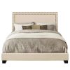 Bed * | Best Guaranteed Accentrics Home Upholstered Queen Bed With Nailhead Trim In Cream