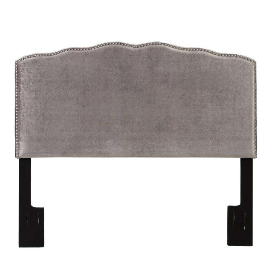 Headboard * | Excellent Quality Accentrics Home Nail Head Shaped Upholstered Headboard Velvet Shimmer King