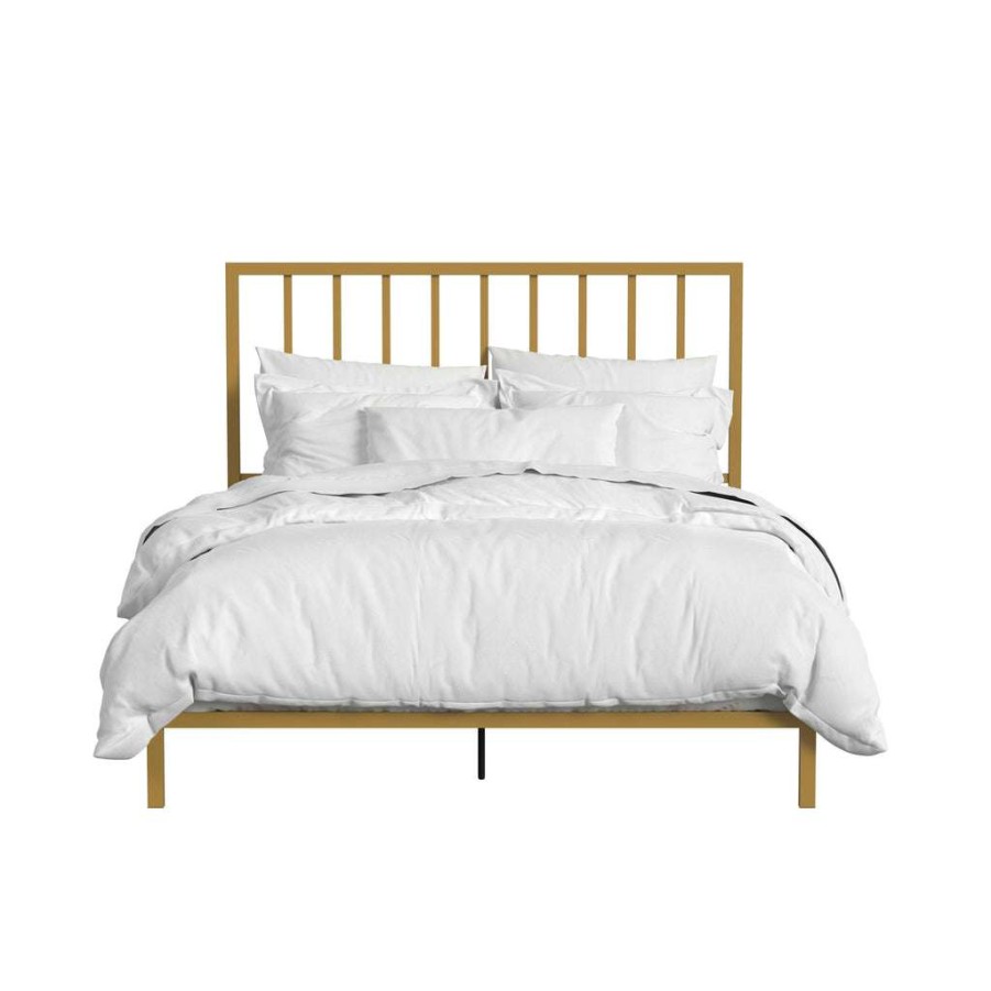 Bed * | Online Discount Accentrics Home Queen Metal Bed-Gold