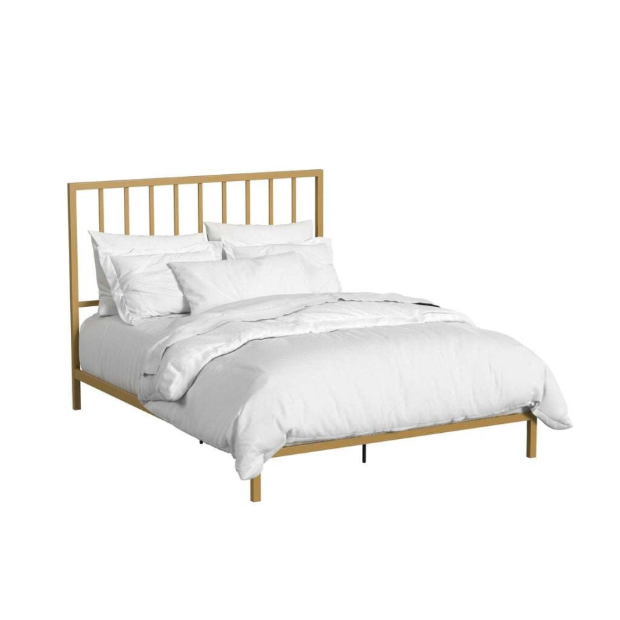 Bed * | Online Discount Accentrics Home Queen Metal Bed-Gold