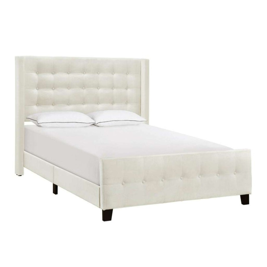 Bed * | Top Sell Accentrics Home Queen Modern Wing Bed In Ivory