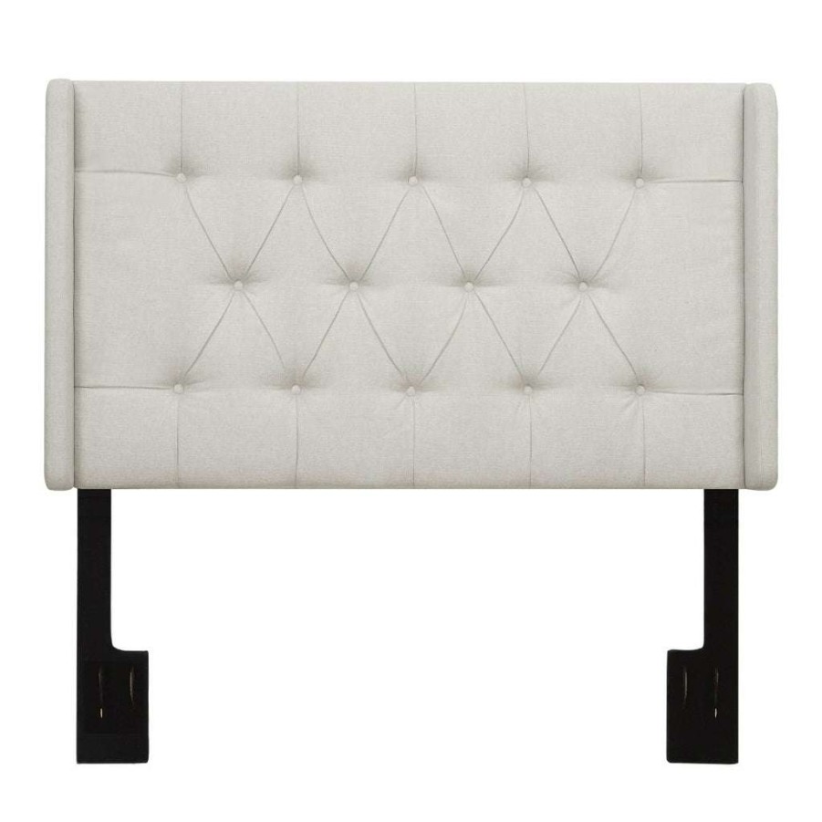 Headboard * | Official Accentrics Home Shelter Button Tufted King / California King Headboard In Linen White