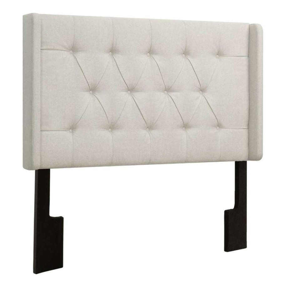 Headboard * | Official Accentrics Home Shelter Button Tufted King / California King Headboard In Linen White