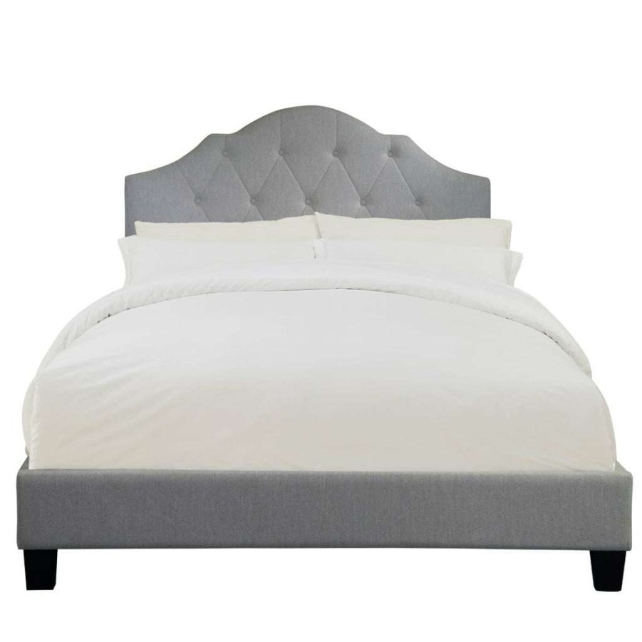 Bed * | Best Sale Accentrics Home Tufted Upholstered Queen Bed In Mist Grey