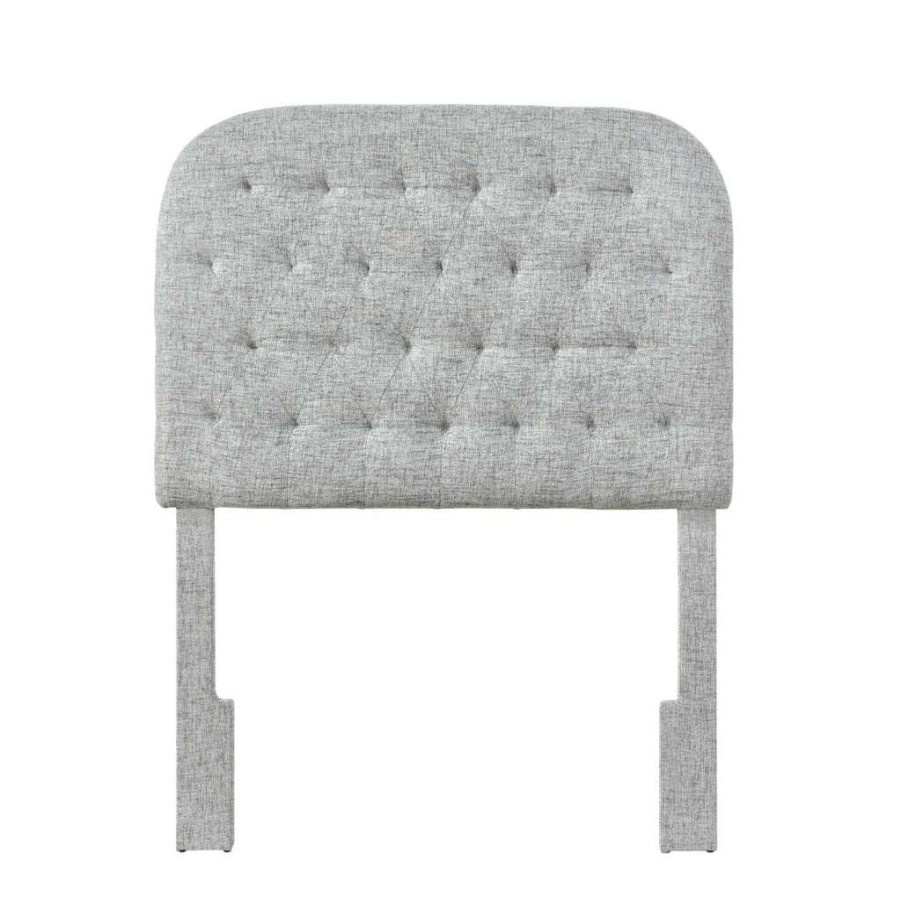 Headboard * | Best Sale Accentrics Home Rounded Corner, Diamond Tufted Twin Upholstered Headboard In Platinum Gray