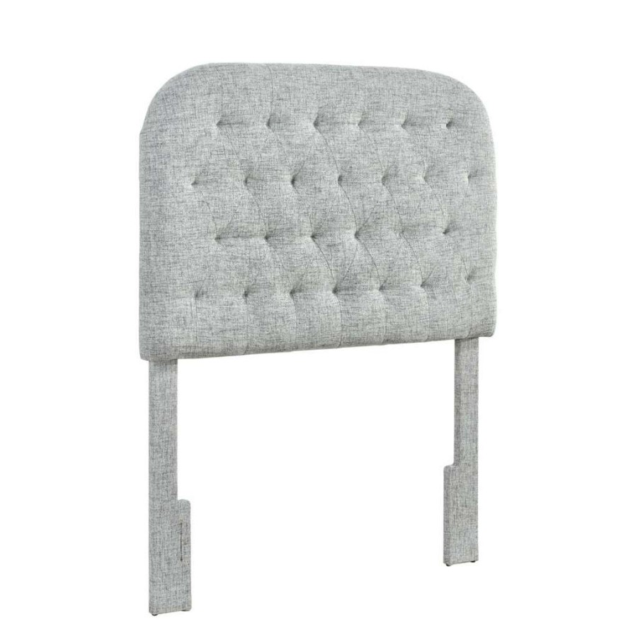 Headboard * | Best Sale Accentrics Home Rounded Corner, Diamond Tufted Twin Upholstered Headboard In Platinum Gray