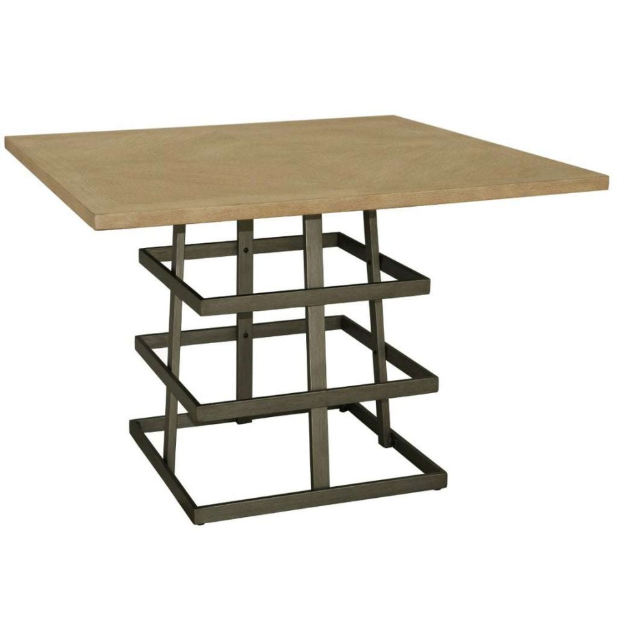 Table * | Top Sellers Accentrics Home Square Pedestal Wood And Metal Dining Table