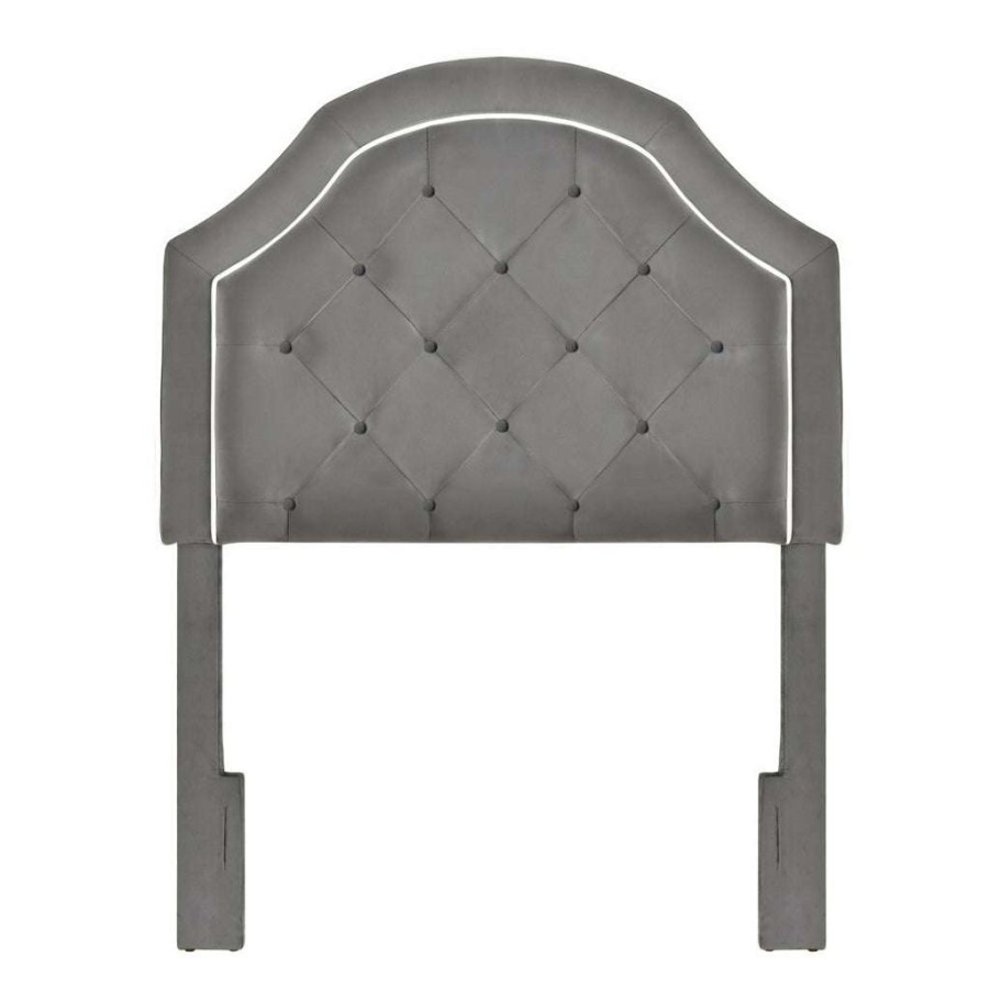 Table * | Online Discount Accentrics Home Welt Trim, Diamond Tufted, Adjustable Twin Headboard In Charcoal Gray