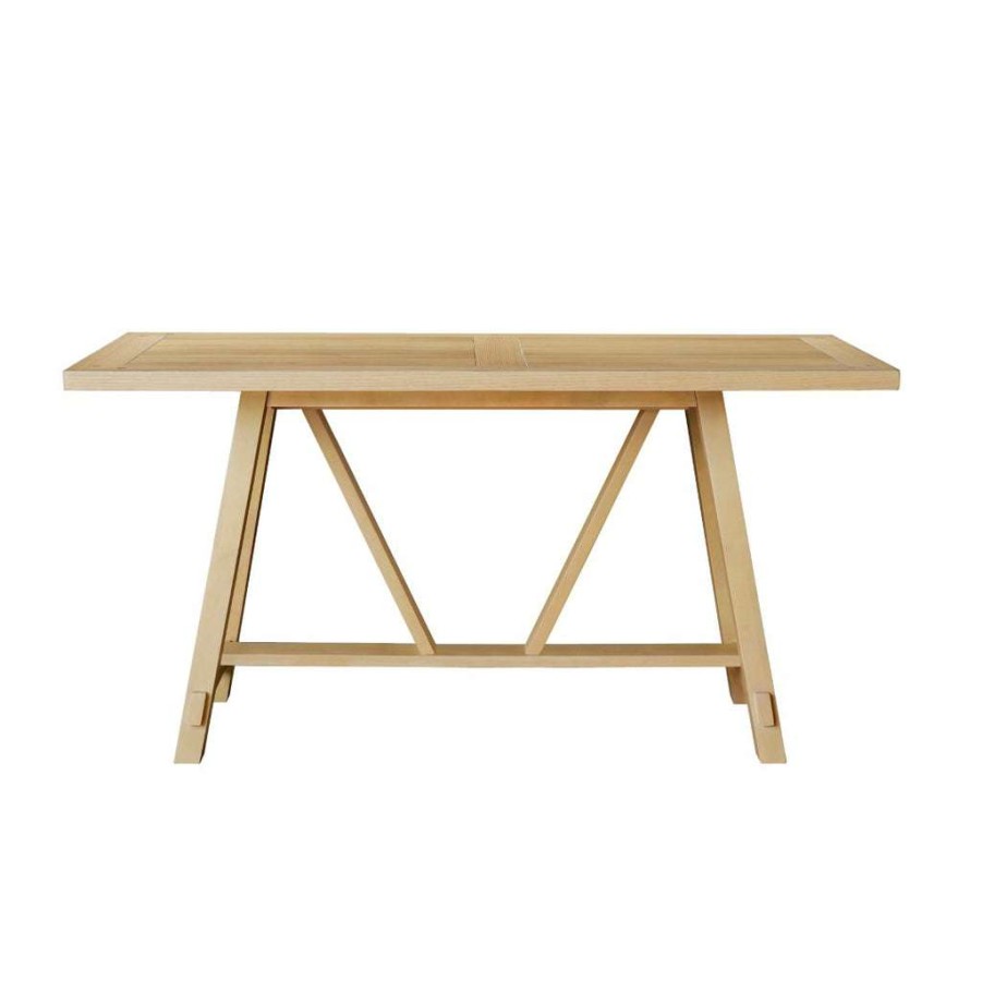 Table * | Top Sellers Accentrics Home Farmhouse Trestle Style Dining Table White Oak