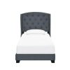 Bed * | Popular Accentrics Home Twin Tufted Wing Bed In Charcoal