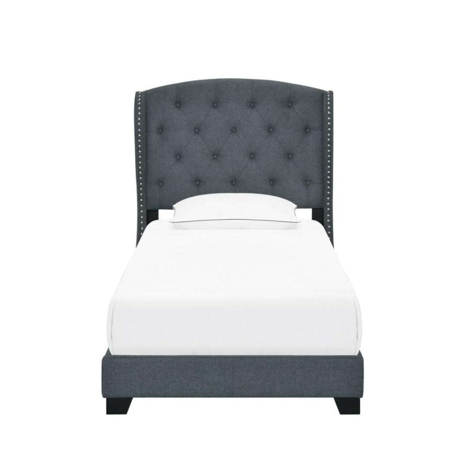 Bed * | Popular Accentrics Home Twin Tufted Wing Bed In Charcoal