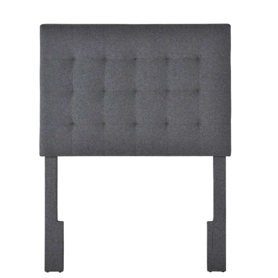 Headboard * | Best Sale Accentrics Home Mid-Century Modern, Grid Tufted Twin Upholstered Headboard In Charcoal Gray