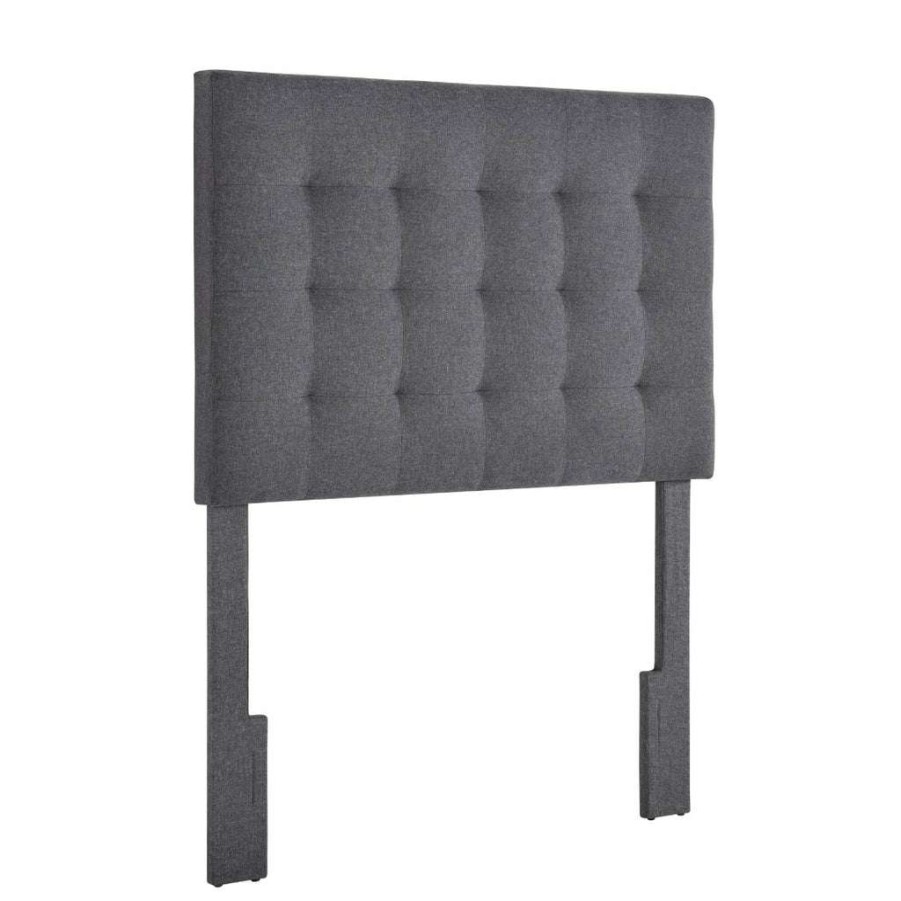 Headboard * | Best Sale Accentrics Home Mid-Century Modern, Grid Tufted Twin Upholstered Headboard In Charcoal Gray