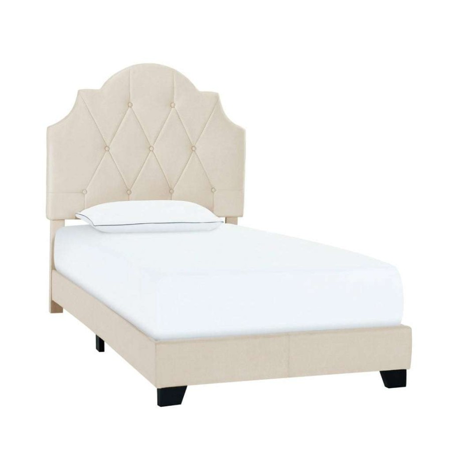 Bed * | Best Guaranteed Accentrics Home Saddle Tufted Twin Upholstered Bed In Cream