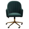 Chair * | Excellent Quality Accentrics Home Upholstered Channel Tufted Office Chair In Emerald Green Velvet