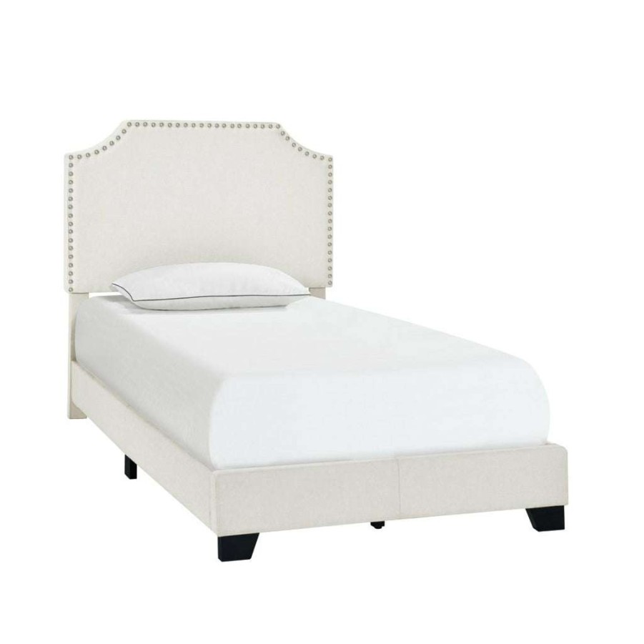 Bed * | Best Guaranteed Accentrics Home Clipped Corner Twin Upholstered Bed In Fog