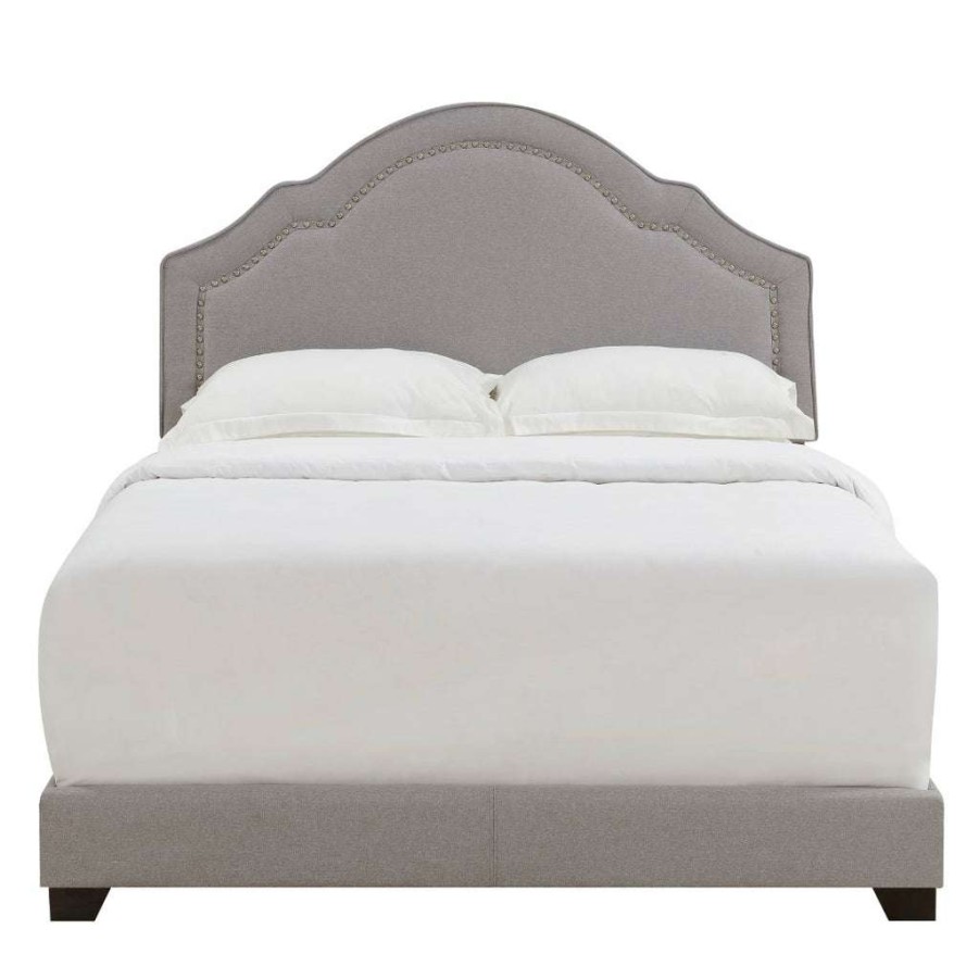 Bed * | Featured Accentrics Home Shaped Back Upholstered King Bed In Smoke Gray