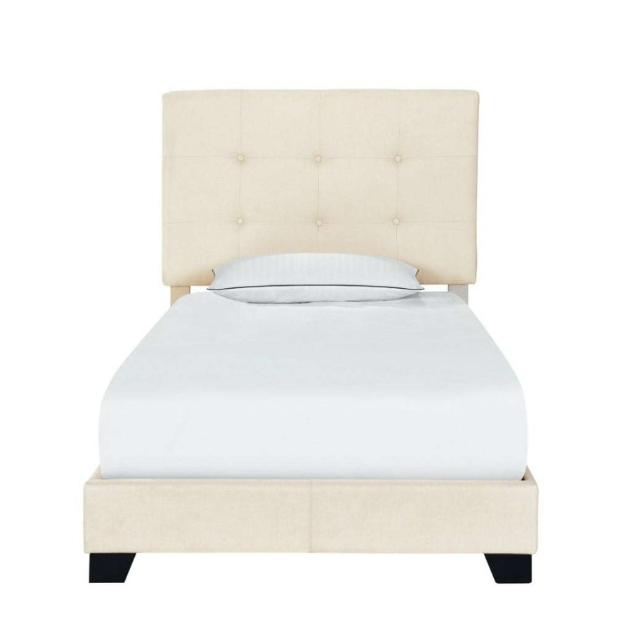 Bed * | Best Guaranteed Accentrics Home Button Tufted Twin Upholstered Bed In Cream