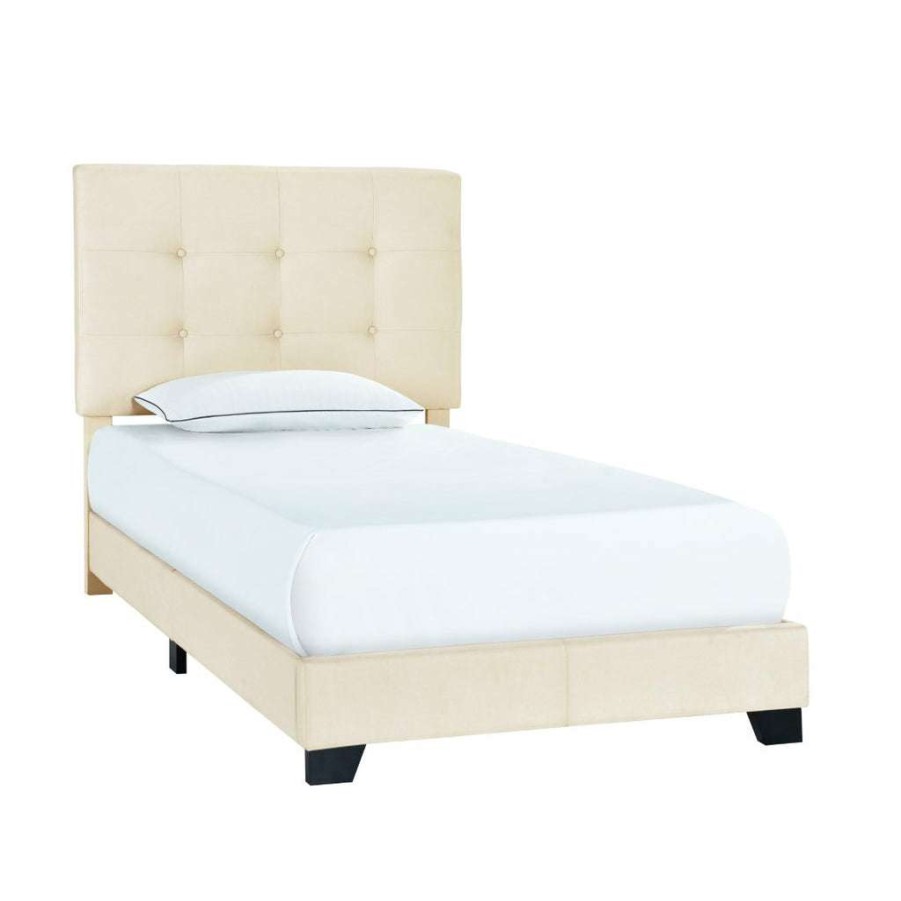 Bed * | Best Guaranteed Accentrics Home Button Tufted Twin Upholstered Bed In Cream