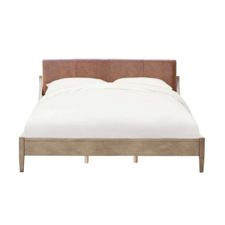 Bed * | Official Accentrics Home King Faux Leather Bed (Caribou)