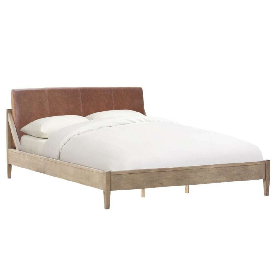 Bed * | Official Accentrics Home King Faux Leather Bed (Caribou)