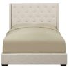 Bed * | Hot Sale Accentrics Home Contemporary Tufted Shelter Queen Bed In Oatmeal Beige