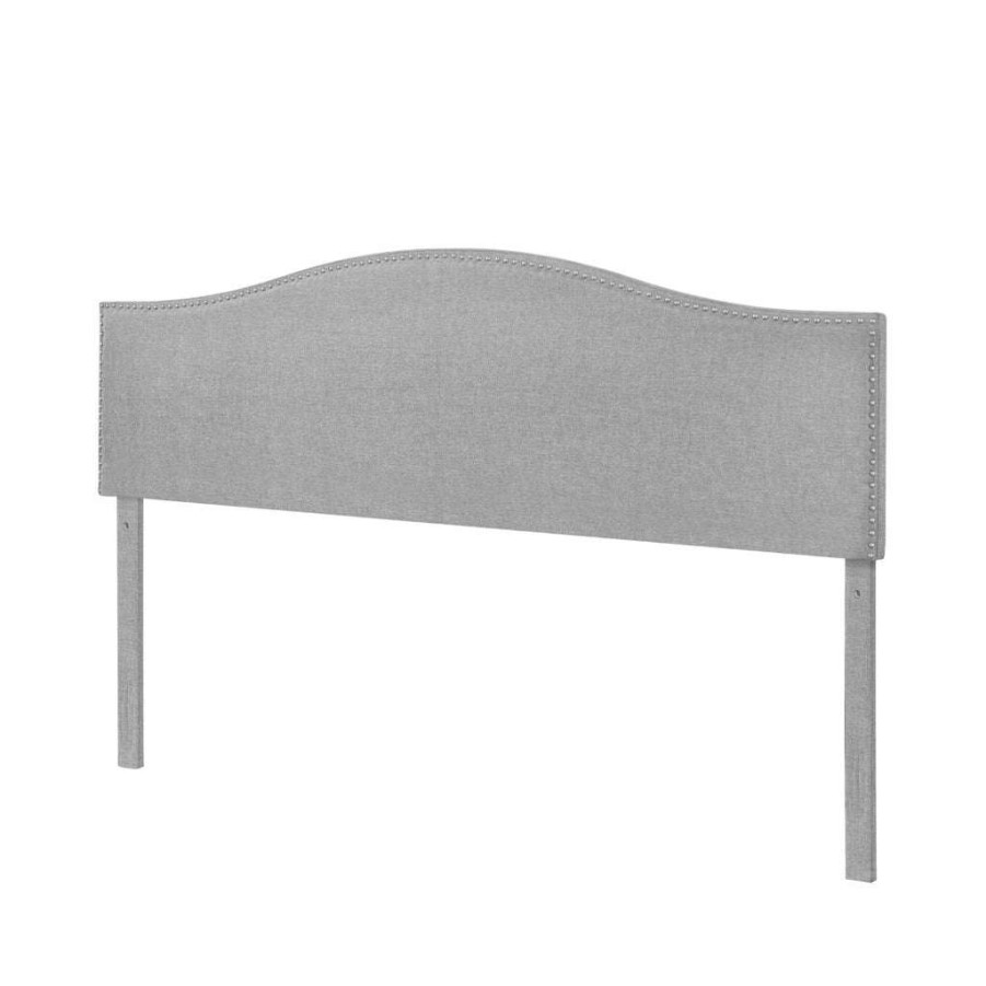 Headboard * | Featured Accentrics Home Camelback Nail Trimmed Upholstered King & California King Headboard In Grey