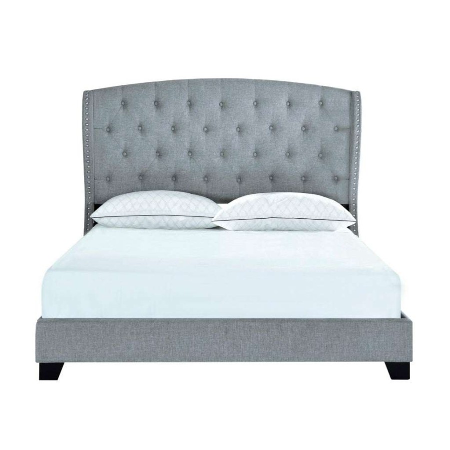 Bed * | Outlet Accentrics Home King Tufted Wing Bed In Smoke