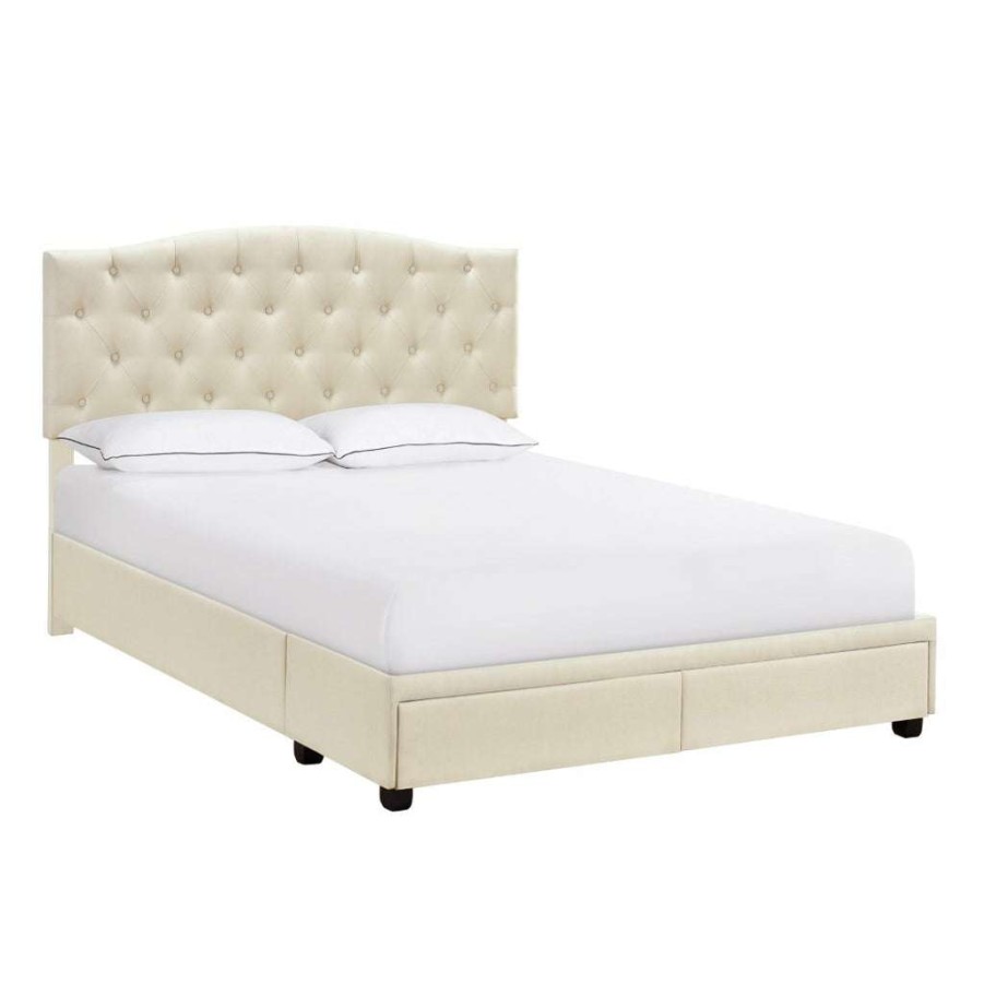 Bed * | Featured Accentrics Home King Tufted Storage Bed In Linen