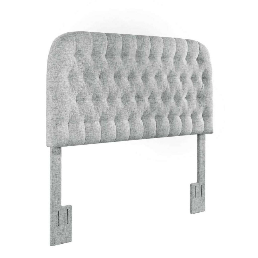 Headboard * | Top Sellers Accentrics Home Rounded, Diamond Tufted Full Or Queen Upholstered Headboard In Platinum Gray